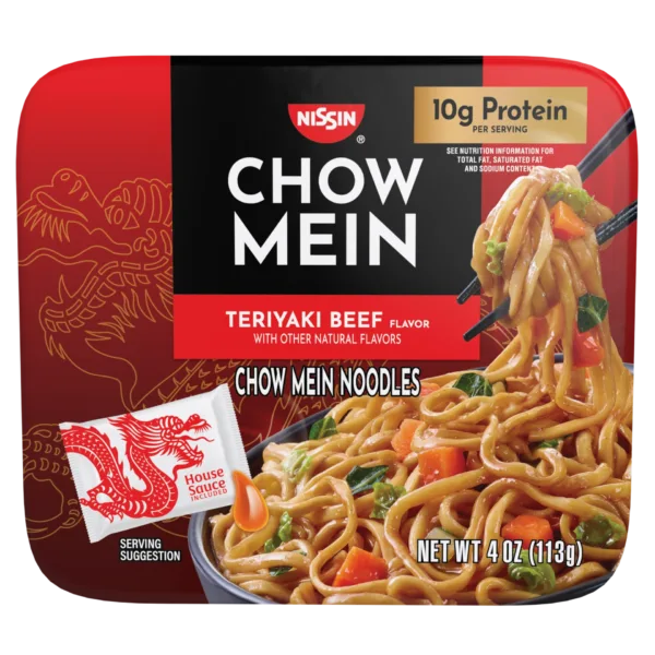 Nissin Chow Mein Teriyaki Beef packaging
