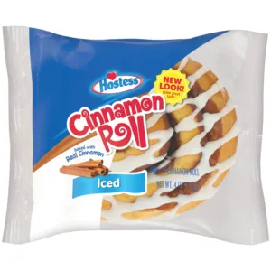 Packaged cinnamon roll dessert