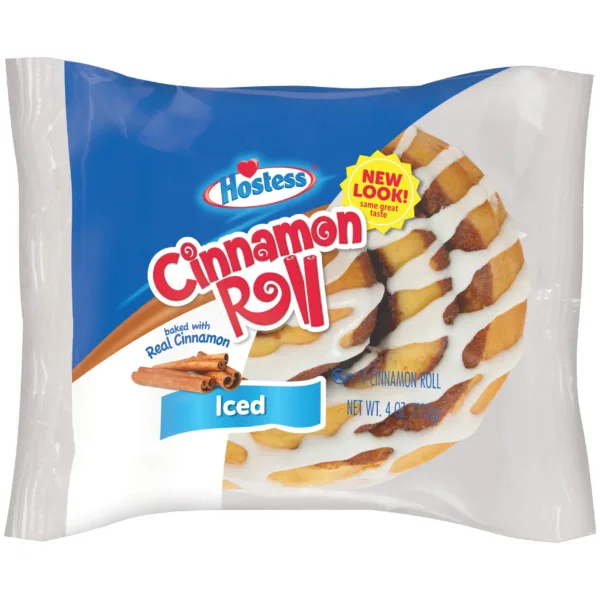 Packaged cinnamon roll dessert