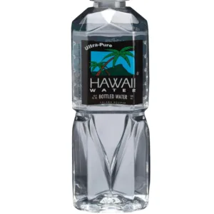 Hawaii bottled water with palm tree label