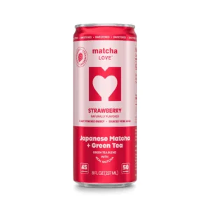 Strawberry-flavored matcha drink can