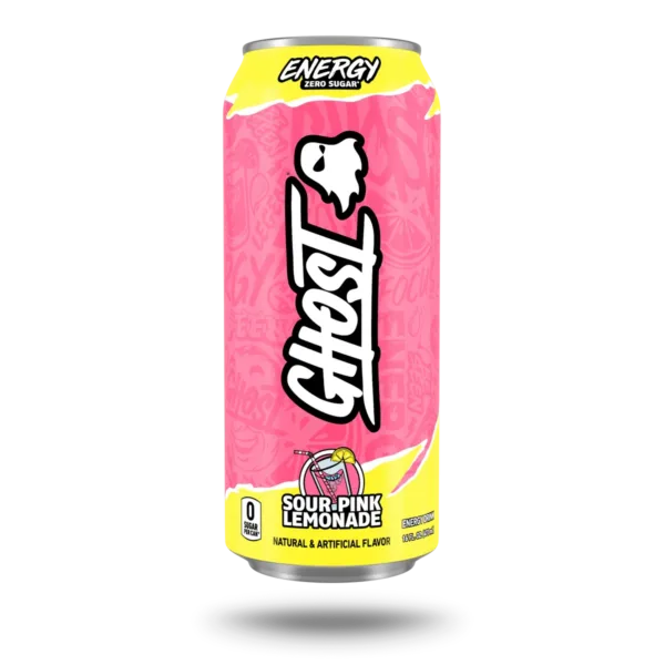 Sour pink lemonade energy drink can