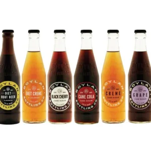 Assorted glass soda bottles variety