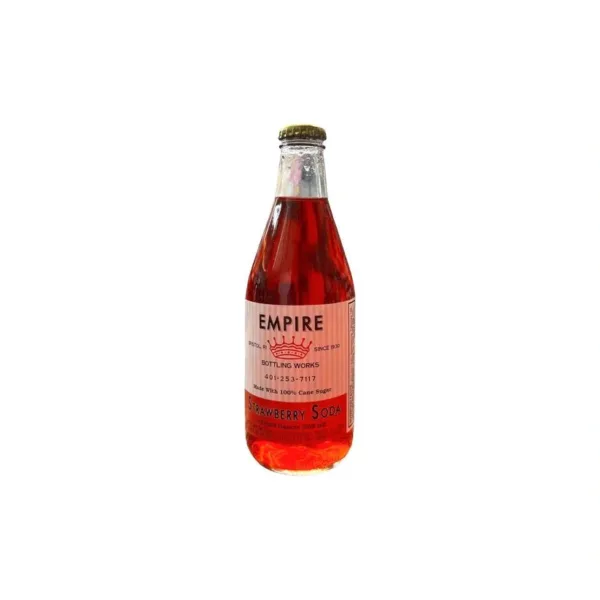 Strawberry soda bottle with crown label