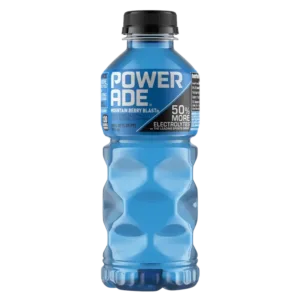 Electrolyte drink in blue bottle