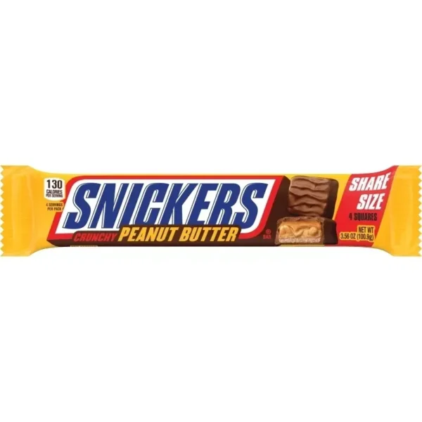 Chocolate bar with peanut butter filling