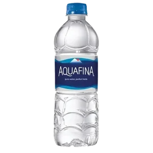 Aquafina water bottle with blue cap.