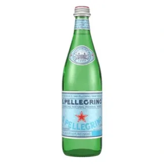 Green glass bottle of sparkling water