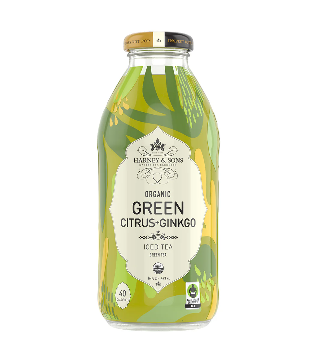 Organic green citrus ginkgo iced tea bottle