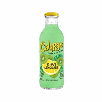 Glass bottle of Calypso kiwi lemonade