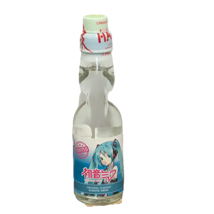 Ramune bottle with Hatsune Miku label
