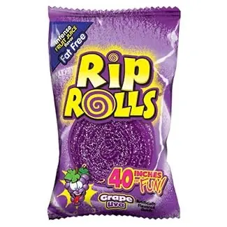 Rip Rolls Fruit Roll Candy - 24 Pack - Grape 1.4oz