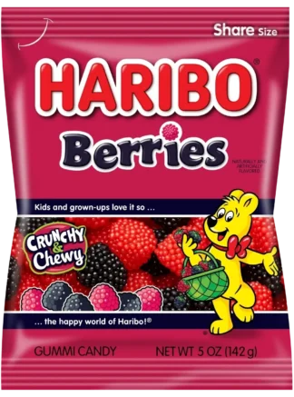 Haribo Gummy Candy Share Size - 12 Pack - Berries 4oz