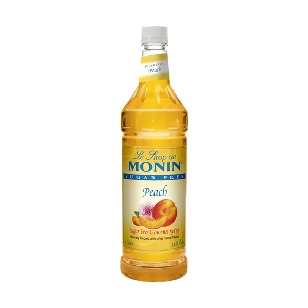 Monin Sugar Free Peach Syrup – 12 Pack – 750ml (Glass)
