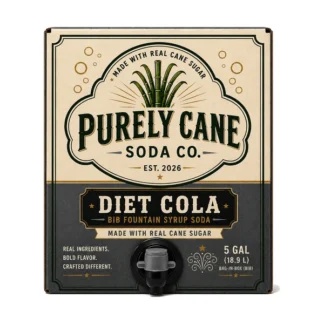 Purely Cane Soda Co - Diet Cola Fountain Syrup - 5 Gal Bag in Box
