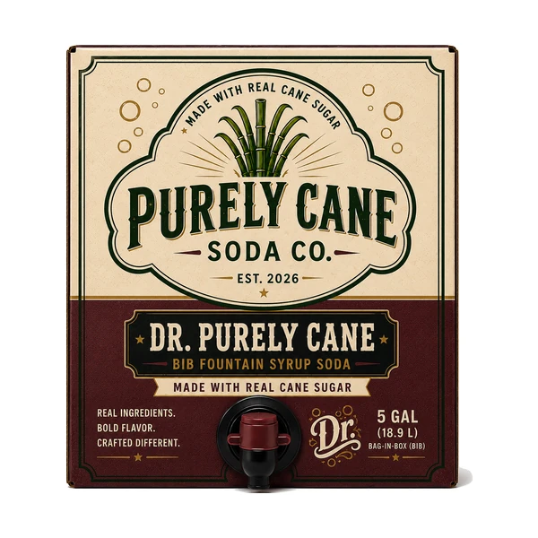 Purely Cane Soda Co - Dr. Purely Fountain Syrup - 5 Gal Bag in Box
