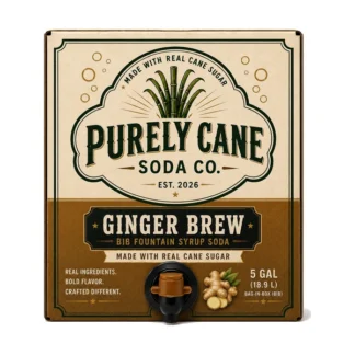 Purely Cane Soda Co - Ginger Brew Fountain Syrup - 5 Gal Bag in Box