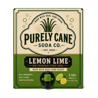 Purely Cane Soda Co - Lemon Lime Fountain Syrup - 5 Gal Bag in Box