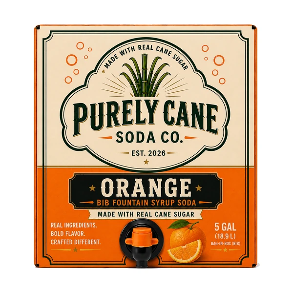 Purely Cane Soda Co - Orange Fountain Syrup - 5 Gal Bag in Box
