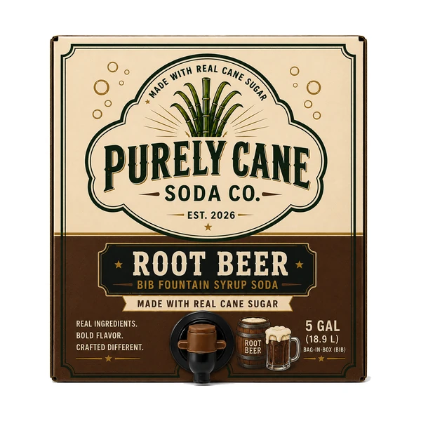 Purely Cane Soda Co - Root Beer Fountain Syrup - 5 Gal Bag in Box