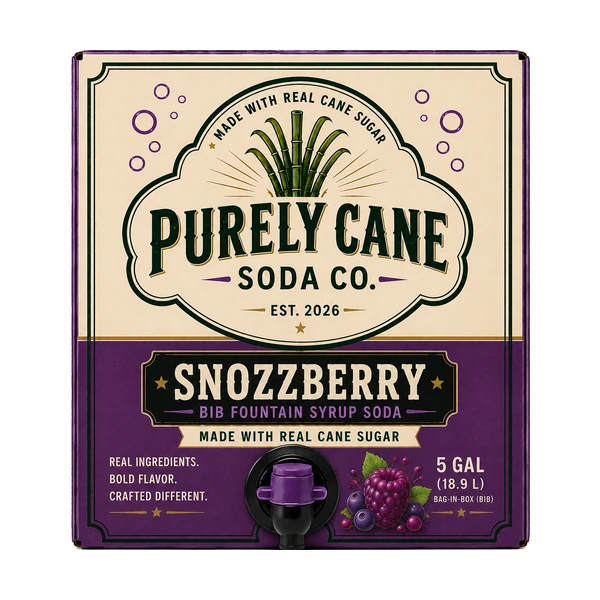 Purely Cane Soda Co - Snozzberry Fountain Syrup - 5 Gal Bag in Box