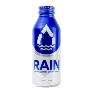 Rain Pure Mountain Spring Water 16oz can